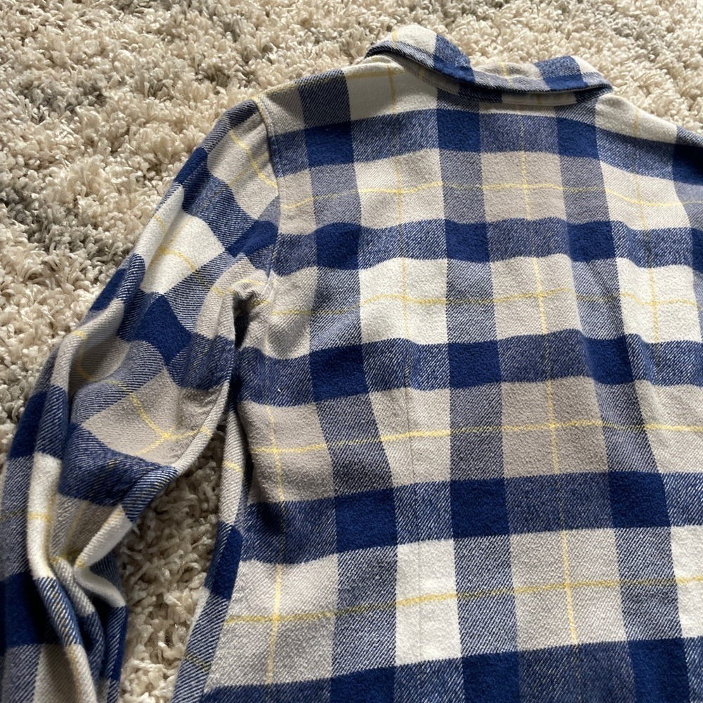 Patagonia Fjord Flannel Shirt Womens 4 Blue Grey Plaid Organic Cotton Button Up - Picture 9 of 9
